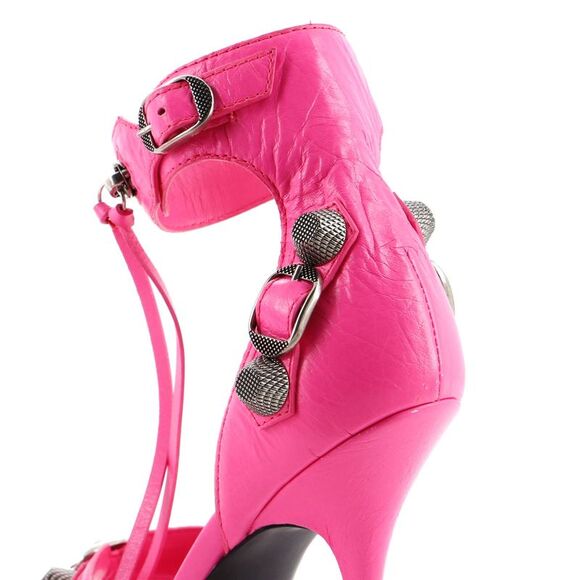 Balenciaga Women's Cagole Ankle Strap Heeled Sandals Leather 110 Pink - Picture 6 of 6